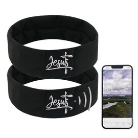 Yuibthr Headbands for Women, Stylish Sports Hair Bands with Daily Bible Verse NFC, Non Slip Soft Cloth Fabric Head Band for Workout Yoga Running, Black, 2 PCS