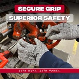 Bullster Flex 5 Cut-Resistant HPPE Heavy Duty PU-Coated Gloves for Men and Women | Food-Grade Gloves for Cooking | Perfect for Gardening, Cleaning, General Purpose (L–Size 9)