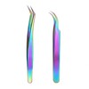 2-Piece Professional Lash Tool Set - Rainbow Stainless Steel Tweezers