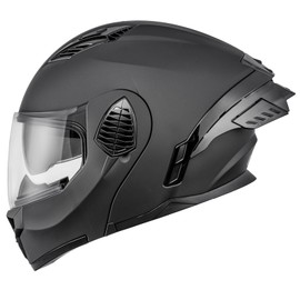 OUMURS DOT Motorcycle Full Face Helmet, Flip Up Dual Visor Helmet, Motorcycle Helmet Adult, Sun Shield Lightweight Street Bike DOT Approved Sport Bike Unisex Adult Model-167 Matte Black - XXL