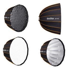 GODOX QR-P90 35.4 Inch/90CM Parabolic Softbox Bowens Mount, Quick Release Parabolic Softbox, with Front & Inner Diffuser SL-60W AD600BM VL150 UL150 SL150II Amaran 100X 200D 200X w/Grid