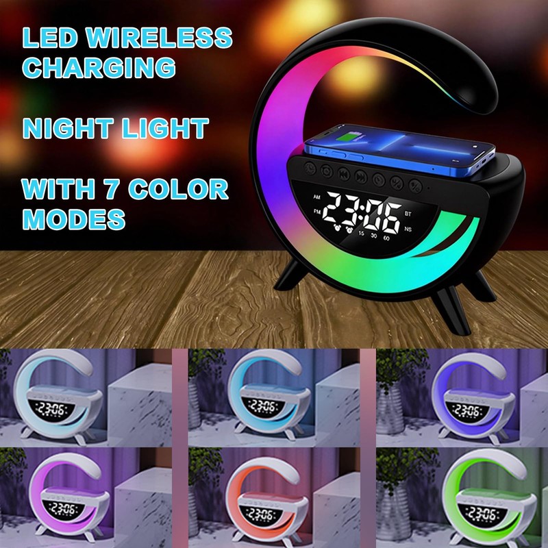 ZFMF Smart Wireless Charging Table Lamp, Multifunctional Bluetooth Speaker &