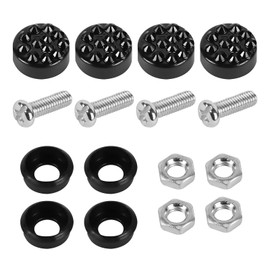 Hbxdeco 4PCS Bling Car License Plate Screw Bolt Cap, Rhinestone License Plate Fasteners Screws Caps Covers Set, License Plate Frame Bolt and Cap Kit with Nut Washer for Car Truck SUV (Black)