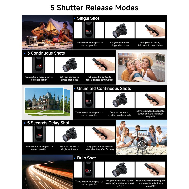 Camera Remote Shutter Release Wireless: [164'] Radio Control Accessories for