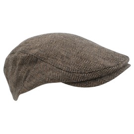 Atano Mens Adjustable Herringbone Flat Cap Brown Mix