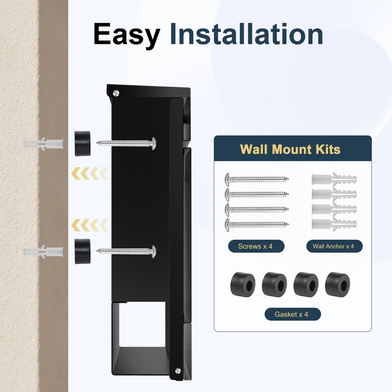 Modern Black Mailbox Wall Mount for Outside, Large Locking Security
