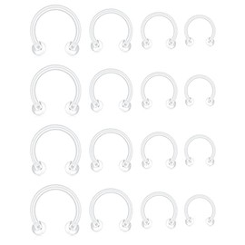 D.Bella 16G Clear Septum Rings Horseshoe Flexible Acrylic Cartilage Tragus Helix Daith Rook Conch Snug Earring Hoop Bioflex Nose Lip Eyebrow Rings Retainer for Work Surgery