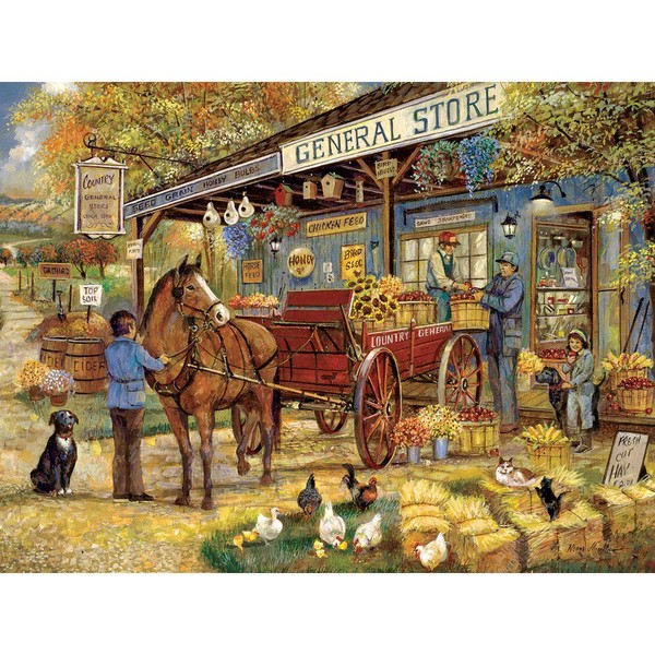 Bits and Pieces - 1000 Piece Jigsaw Puzzle for Adults 24" x 30" - A Visit to The General Store - 1000 pc Classic Farmer Jigsaw by Artist Ruane Manning