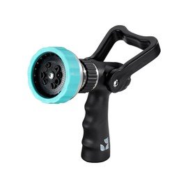 Heavy Duty Metal 10 Pattern Fireman’s Hose Nozzle 500003 with Lever Control and Comfort Grip by New England Garden Tools for Cleaning, Watering Plants & Yards, Washing Cars & Livestock
