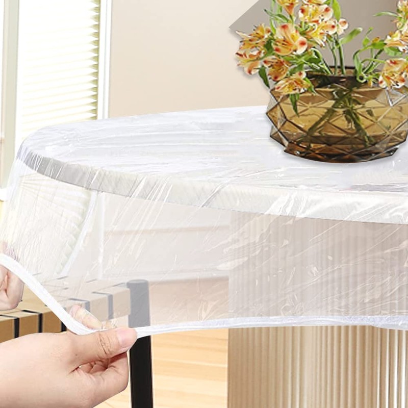 40-44 in Clear Round Table Cover Protector, TWUTGAYW Elastic Edged