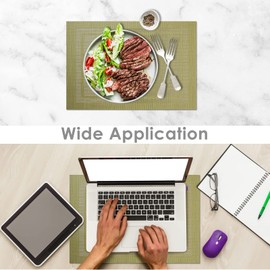 jiuzcare Place Mats Wipe Clean Place Mats Set of 6 30 x 45 cm Premium Place Mats Placemat Placemat PVC Heat Resistant Place Mats Plates Coasters Washable Non-Slip Washable Place Mats Green