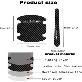 8PCS Stylish 4X4 Mountain Car Door Handle Scratch Protectors, Tri-Color 3 Colors Carbon Fiber Handle Bowl Sticker, Universal Paint Guard Cover