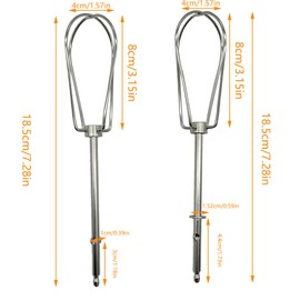 Pack of 2 Whisks High-Quality Stainless Steel Replacement Whisk Compatible Right Left Wire Fork with Four Wire Rods Universal Whisk Accessory for Stirring Unit Food Processor