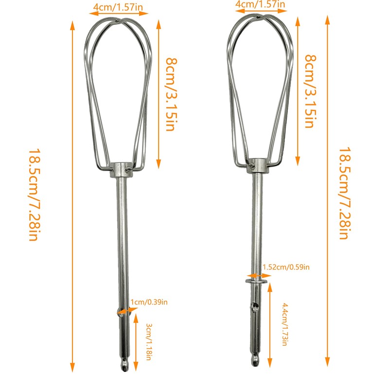 Pack of 2 Whisks High-Quality Stainless Steel Replacement Whisk Compatible