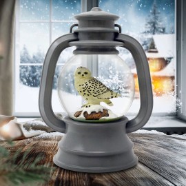 San Francisco Music Box The San Francisco Music Box Company Grey Lantern Snowy Owl Snow Globe