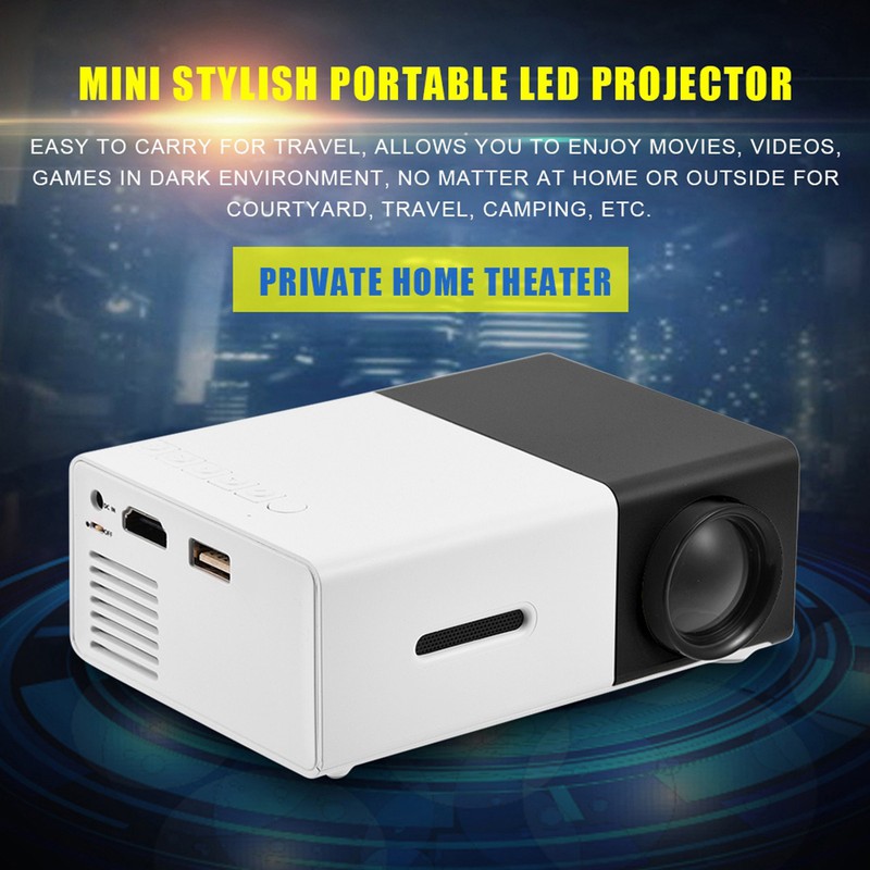 Mini Stylish Home Theater Portable LED Projector Multimedia Player Black