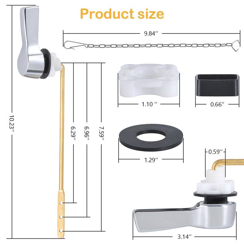 Universal Front Mount Toilet Handle Replacement Kit - Zinc Alloy