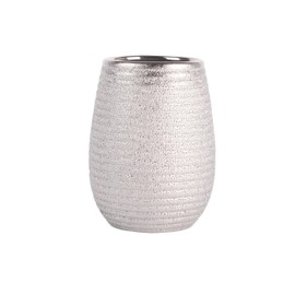 MSV Decorative Tumbler for Bathroom, Silver, 10 x 8.5 x 8.5 cm