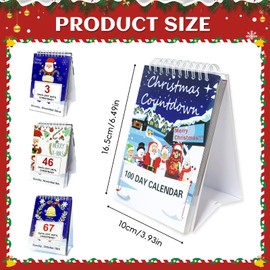 CHIHOLEN 100 Day Christmas Countdown Calendar 2025, Christmas Advent Calendar 2025 with Week Dates, Desktop Advent Calendar for Home Office Room Decor, Xmas Count Down Gift