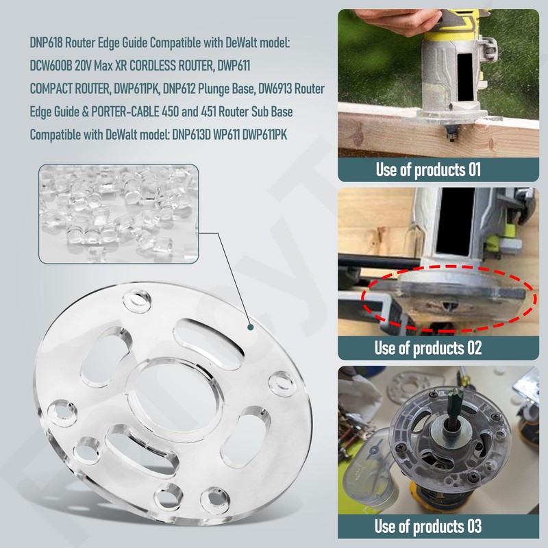 DNP618 Edge Guide for Fixed Base Compact Router, Compatible With