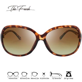 The Fresh Women's Oversized Square Jackie O Cat Eye Hybrid Butterfly Fashion Sunglasses - Exquisite Packaging (L20P02 Demi, Gradient Brown Polarized Lens)