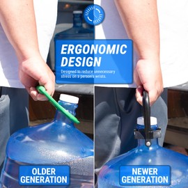 TERA PUMP TRDWH003 [ 2-Pack, Black ] Stable Ergonomic 5 Gal Drinking Water Bottle Handle, No More Tilting Heavy Water Jugs