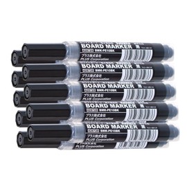 PLUS BMK-PE10BK 428-728 Dry Erase Markers, Fine Point, Line Width 0.04 inch (1 mm), Black, Pack of 10, Black x 10