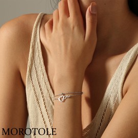 MOROTOLE Sterling Silver Bracelet for Women Layered Infinity Bracelet Friendship Bracelet for Ladies Gifts Birthday Cubic Zirconia Tennis Bracelets for Women