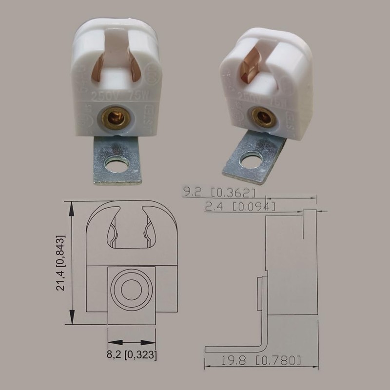 10-Pack T4 T5 LED/Fluorescent Miniature Bi-Pin G5 Lamp Socket Holder