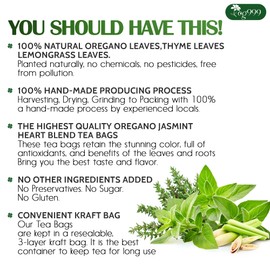 TOG999, Premium Oregano Herbal Tea with Jasmine-Like Notes – 60 Tea Bags | Blend of Oregano, Thyme & Lemongrass | Caffeine-Free, Natural Flavor, Premium Quality Herbal Infusion