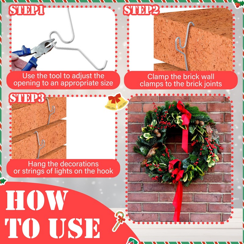 Otoolling 24 Pack Brick Hook Stainless Steel Wall Clips Installed