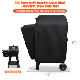 QuliMetal Grill Cover for Pit Boss Pro Series II 600, Pit Boss 600/Pro 600 Wood Pellet Grill PB600PS1-600D Heavy Duty Waterproof Fade Resistant Pit Boss 600 Grill Cover with Elastic Drawstrings, Black