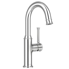 Lava Odoro Curtura Bar Sink Faucet, Chrome Bar Faucet 1 Hole, 360° Swivels Spout Wet Bar Faucets or Prep Sink Faucet, Solid Brass Spot-Free Kitchen Small Bar Faucet Single Handle KBF201-C