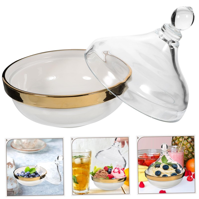 CIYODO Elegant Lidded Dessert Bowl Baking Pudding Rice Fruits Comfortable