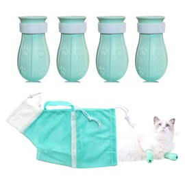 MSMUOEZ Anti-Scratch Silicone cat Shoes,Cat Claw Covers,Adjustable Multifunctional Anti-Bite Shower net Bag，Cat Grooming Mesh Bag, Pet Medical Shoes,Cat Bathing Bag (No.2)