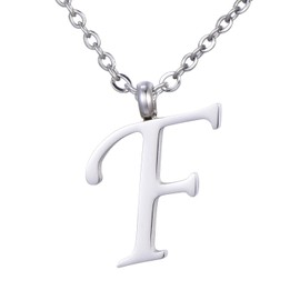 Morella Ladies' Necklace with Letter Pendant, Stainless Steel Silver in Gift Bag, Stainless Steel