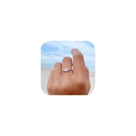 FLYYQMIAO Classic 2 Carats Oval Cut Diamond Wedding Engagement Ring for Women 925 Sterling Silver Cubic Zirconia CZ White Gold Plated Thin Band Solitaire Princess Bridal Ring for Her 6#, XG-Q469-06