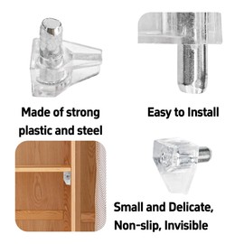 PDETVEO 30PCS 5mm/0.2Inch Shelf Support Pins, Plastic Cabinet Shelf Pegs, Clear Shelf Support Pegs for Bookcase, Kitchen, Display Cabinet