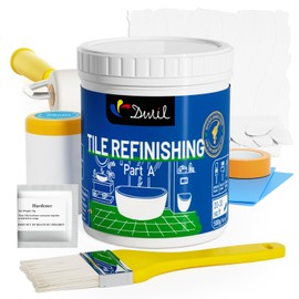 DWIL Tub Paint, Tub and Tile Refinishing Kit with Tools, White Bathtub Paint Water Based &Low Odor, Easy to Use for Sink Bathroom Shower, Semi-Gloss White, 25-30sq.ft