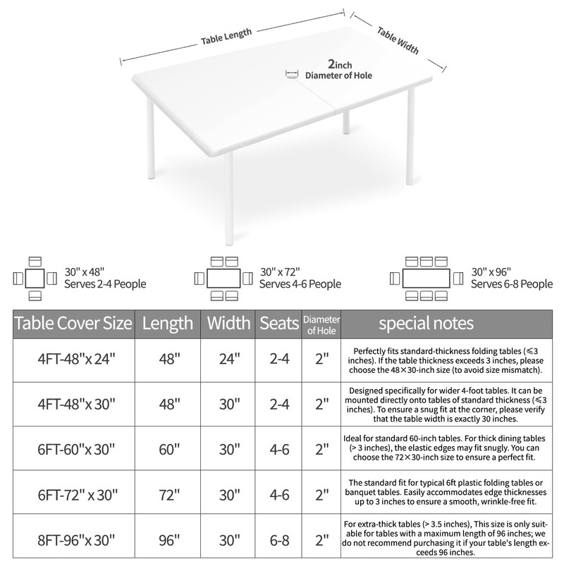 Outdoor Tablecloth with Umbrella Hole and Zipper 72" x 30"