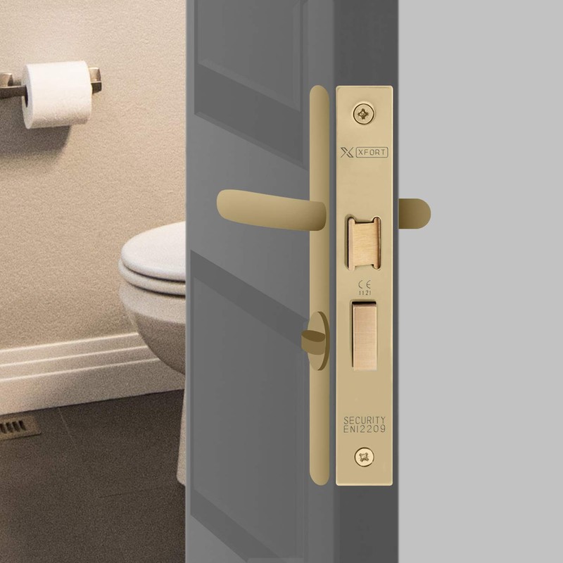 XFORT® Polished Brass Bathroom Lock 65mm for Internal Wooden Doors,