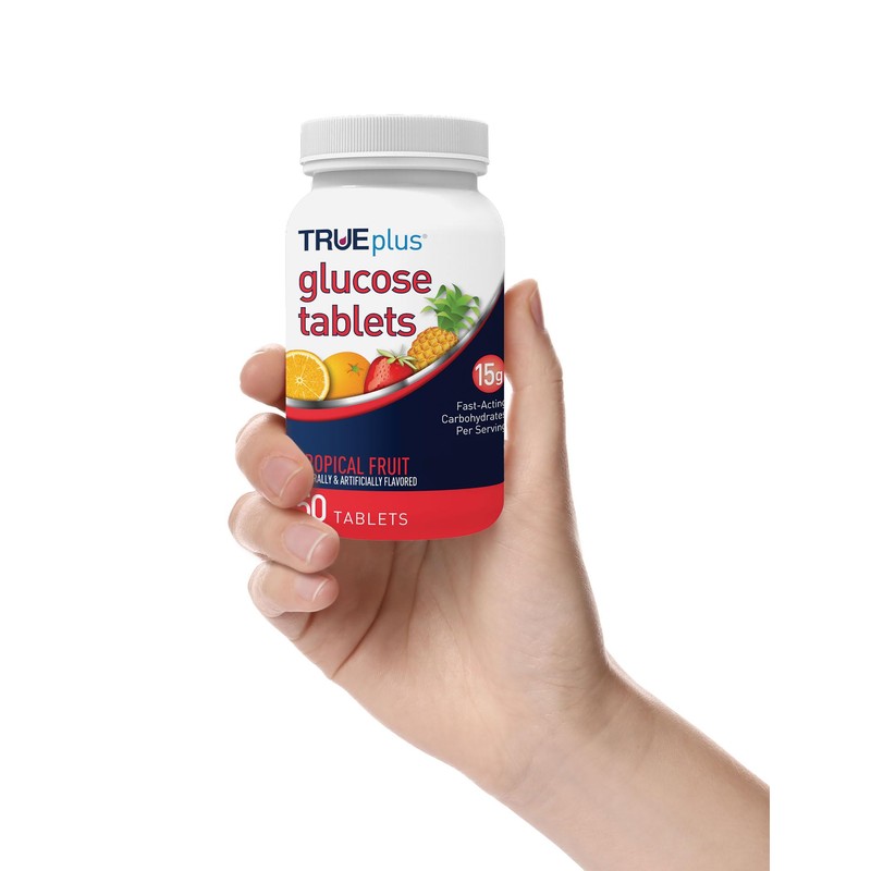 TRUEplus® Glucose Tablets, Tropical Fruit Flavor - 50ct Bottle