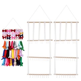 YAYODS 2 Pack Bow Holder for Girls Hair Bows, Hair Bow Organizer for Baby Girls Bow Hanger Headband Hair Accessories Organizer for Toddler Baby Girl Nursery Room Decor (White)