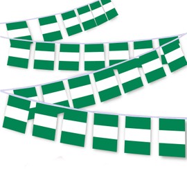 30 PCS Nigeria Flag String,32 FT Nigerian Bunting,Decoration Banner for Outdoor Indoor Patio Yard Decor
