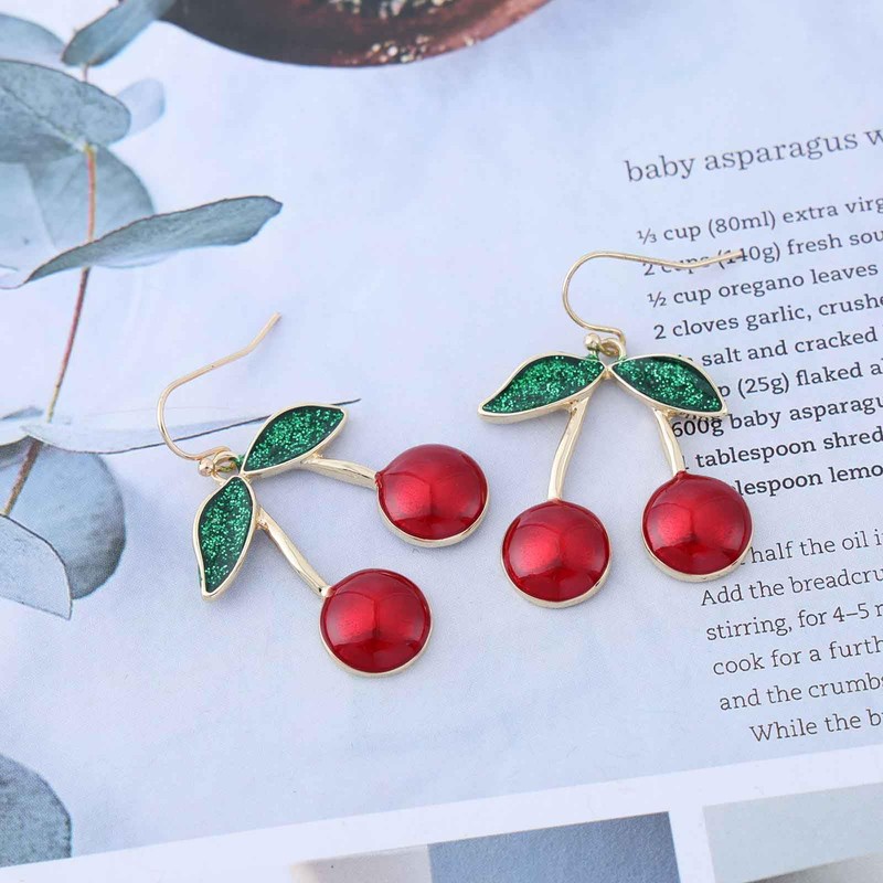 Xduargs Boho Cherry Dangle Earrings Vintage Fruit Cherry Earrings Red