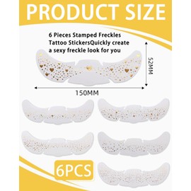 BARRU Pack of 6 Glitter Face Freckles Tattoo, Waterproof Golden Stars and Dots Temporary Tattoos, Festival Freckles, Henna Freckles Tattoo Foil (Gold)