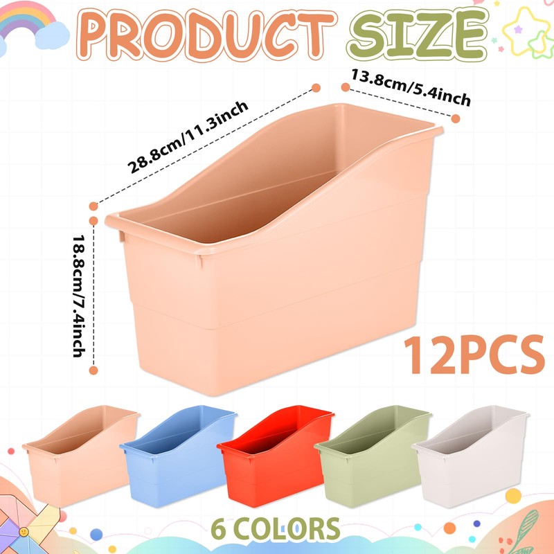 12 Pack Book and Binder Holders Boho Book Bins for