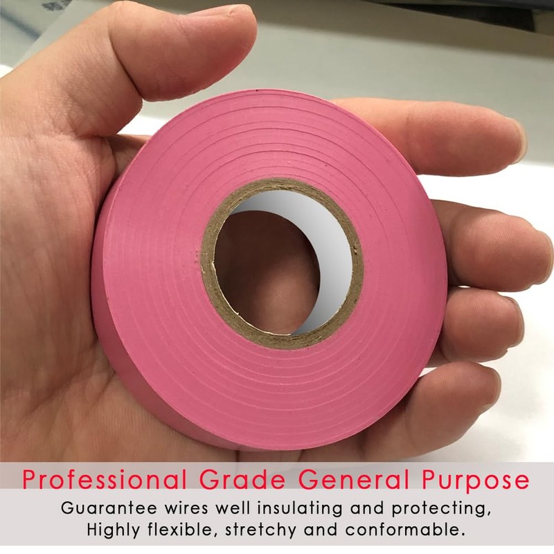 LYLTECH Pink Electrical Tape, 66 feet x 3/4 inch,Waterproof,Strong Adhesive,