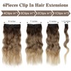 WECAN Clip in Hair Extension 20 Inch Ombre Blonde 6PCS