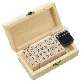Letter Stamps 36 Pcs with Wooden Storage Box, Premium Alphabet Stamps Set for Crafting, Essential Rubber Letter Stamp Kit for Clay, DIY Cards & Scrapbooking